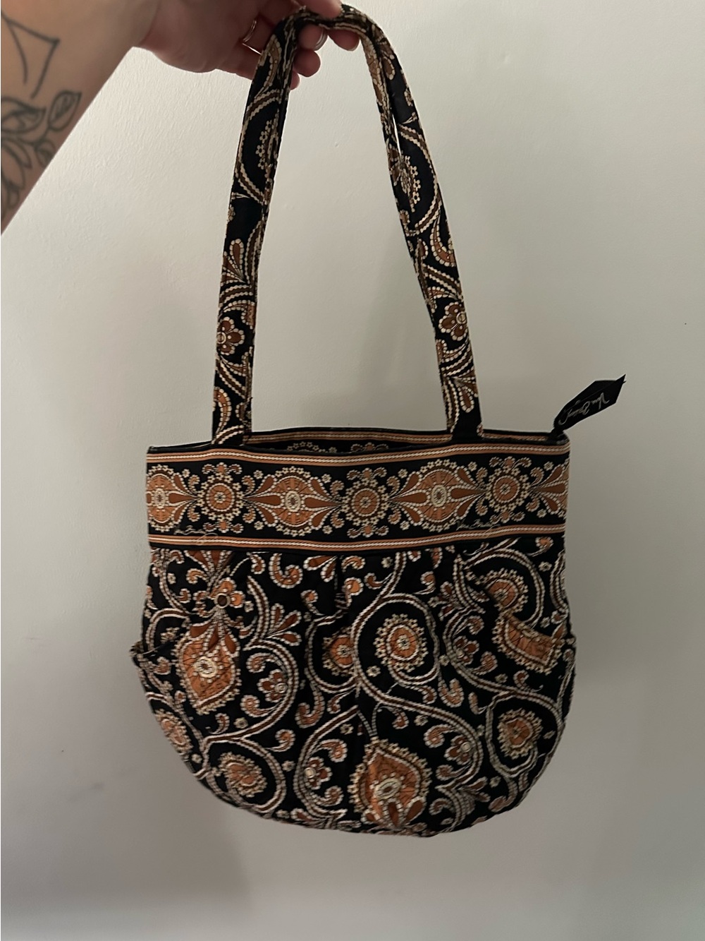 2008 Vera Bradley cafe latte print tote shoulder bag